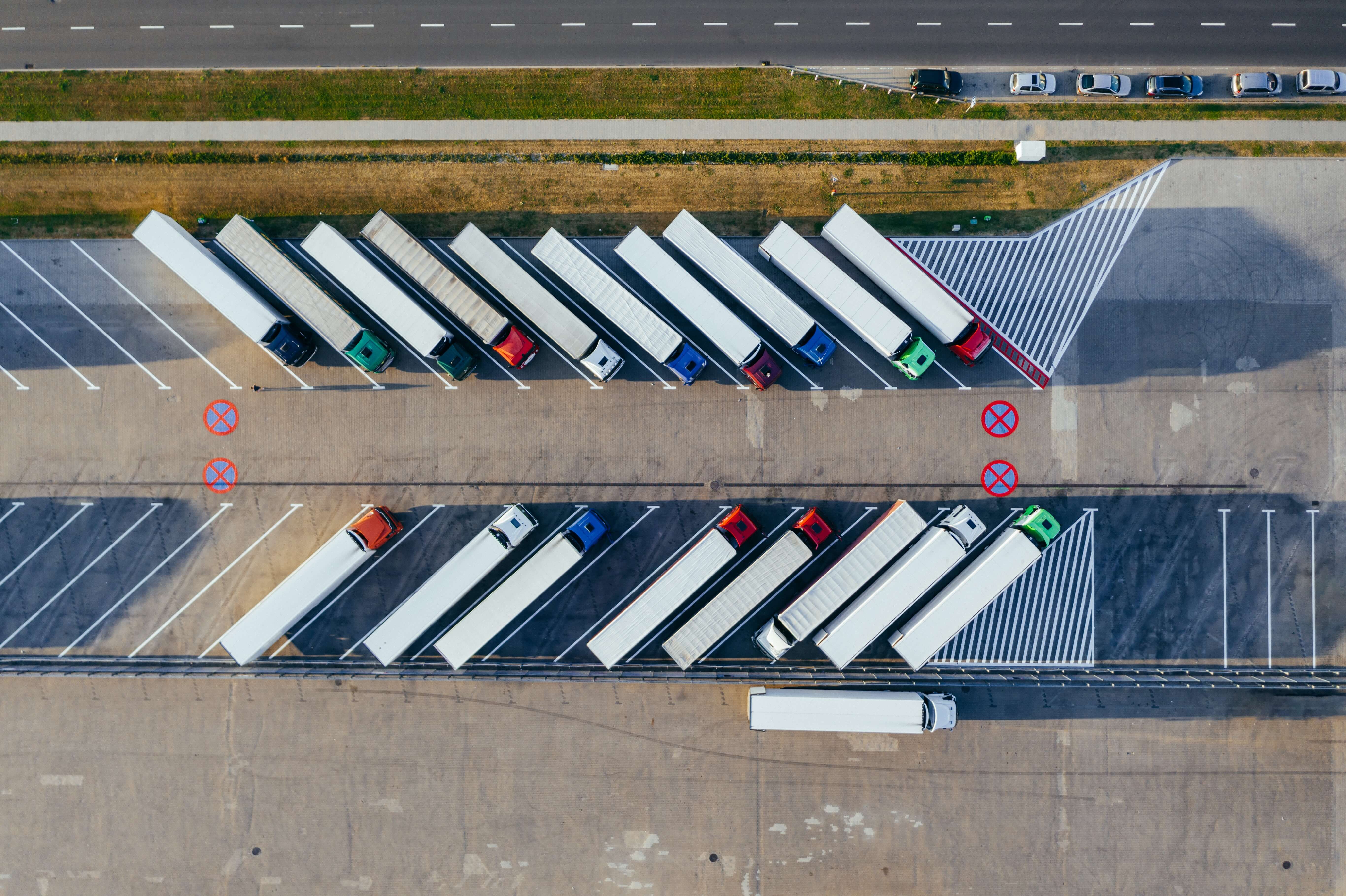 Fleet of trucks ready to move